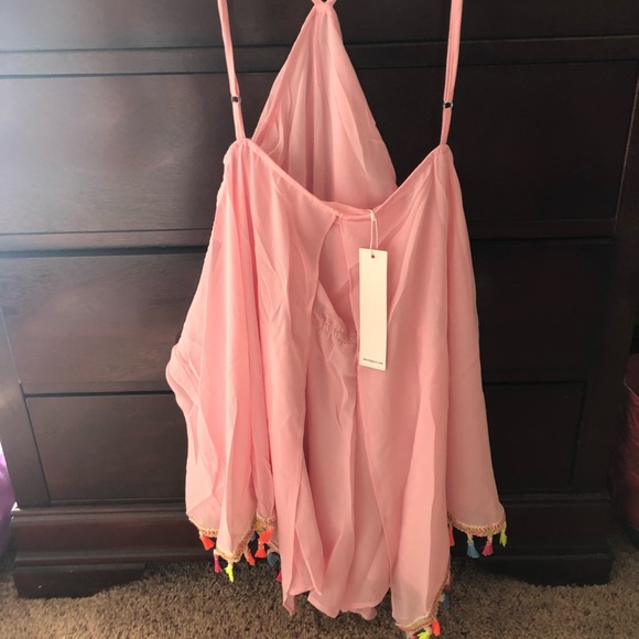 Pink Tassel Romper/Beach Coverup - Picture 3 of 5